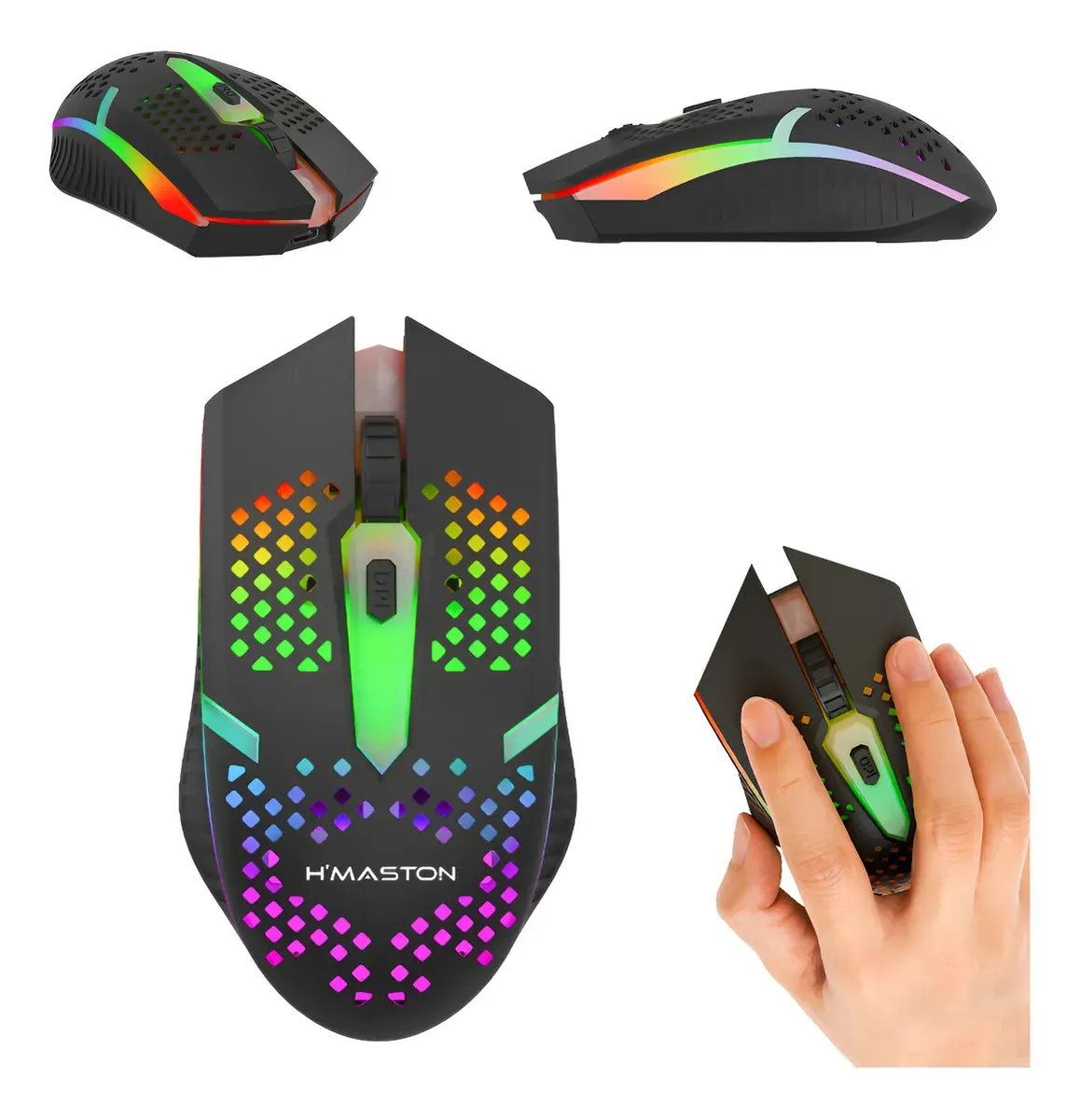 Mouse Sem Fio RGB H'maston MS08